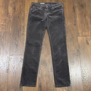 AG Adriano Goldschmied The Stevie Slim Straight Corduroy Gray Pants